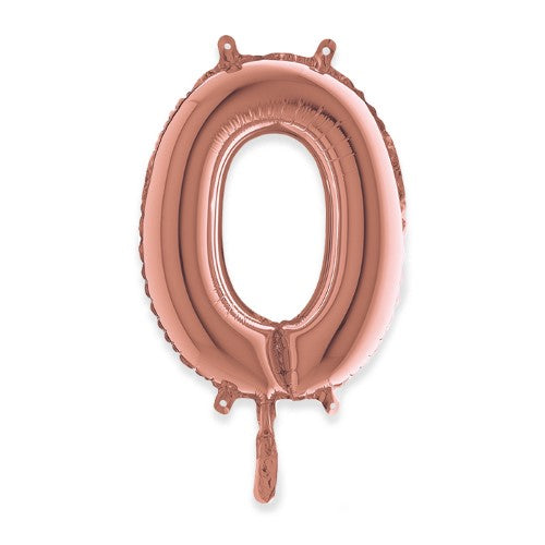 Foil Balloon Number 0 - 14inch - Rose Gold