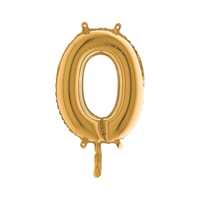 Foil Balloon Number 0 - 14inch - Gold