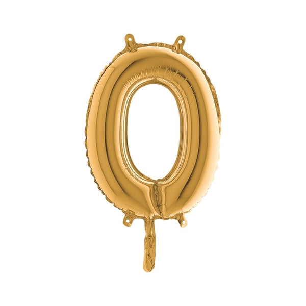 Foil Balloon Number 0 - 14inch - Gold
