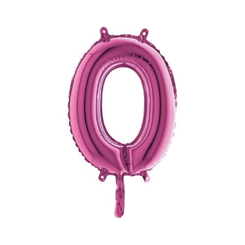 Foil Balloon Number 0 - 14inch - Fuchsia