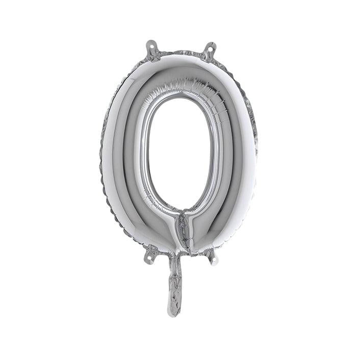 Foil Balloon Number 0 - 14inch - Silver