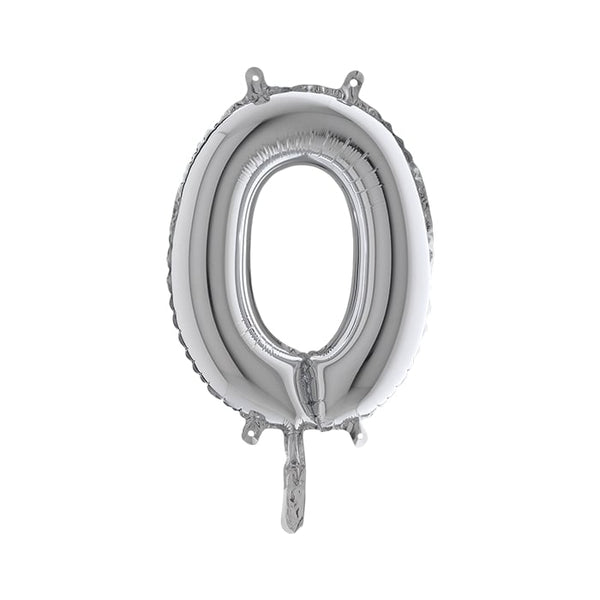 Foil Balloon Number 0 - 14inch - Silver