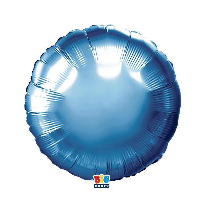 Foil balloon Round Blue Metal