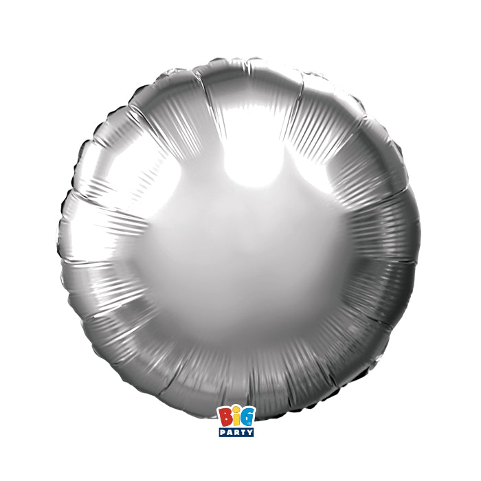 Foil balloon Round Silver Metal 