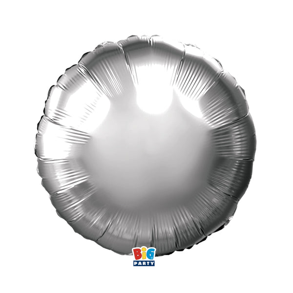 Foil balloon Round Silver Metal 
