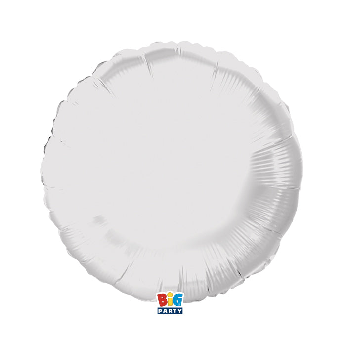 Foil balloon Round White Metal