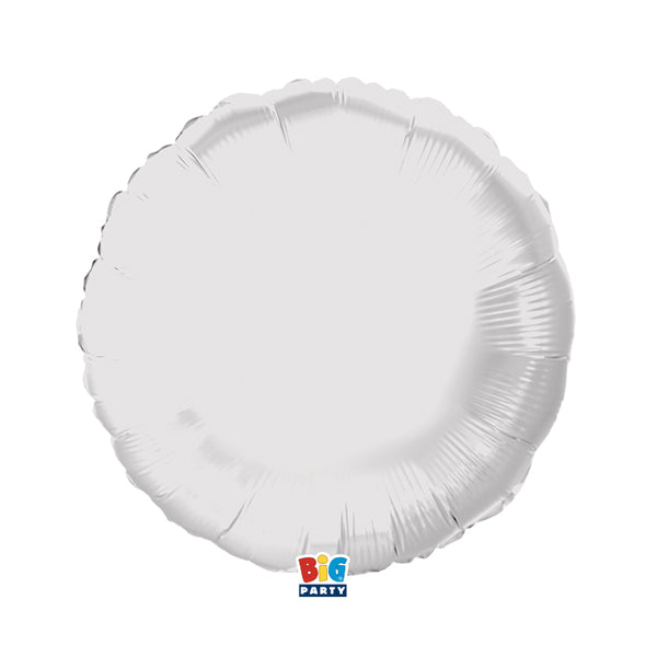 Foil balloon Round White Metal