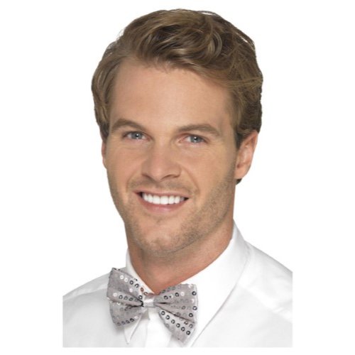 Sequin Bow Tie, Silver