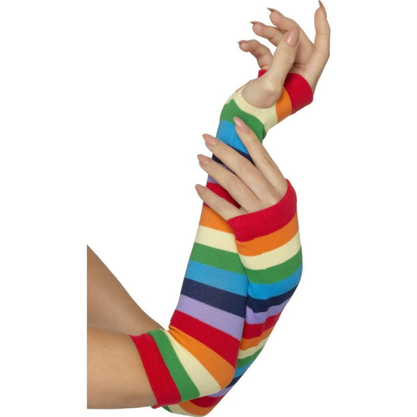 Fingerless Striped Gloves, Multi-Coloured