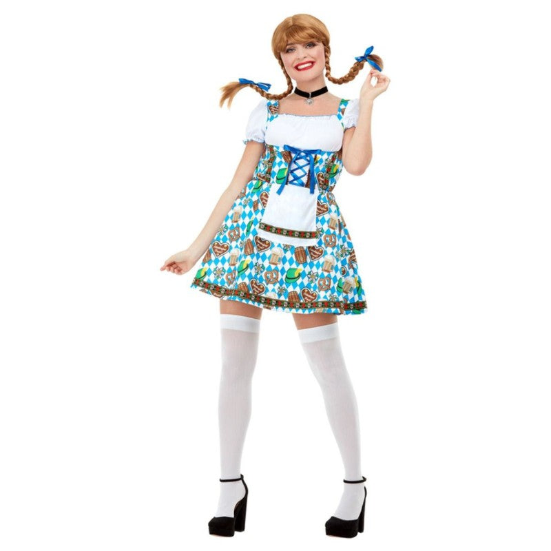 Oktoberfest Beer Maiden Costume, Blue - S