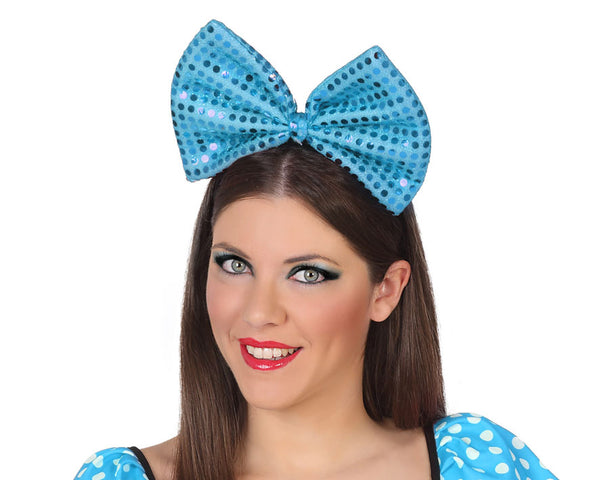 HEADBAND BOW SEQUIN BLUE