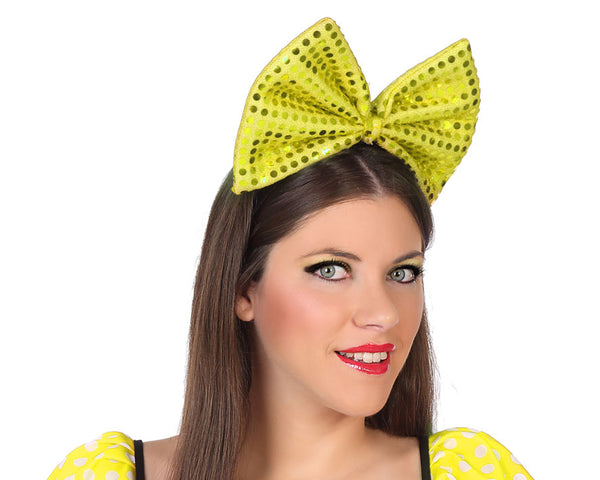 HEADBAND BOW SEQUIN YELLOW
