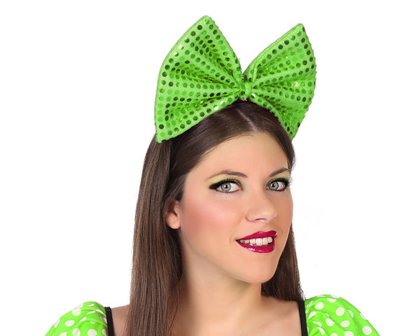 HEADBAND BOW SEQUIN GREEN
