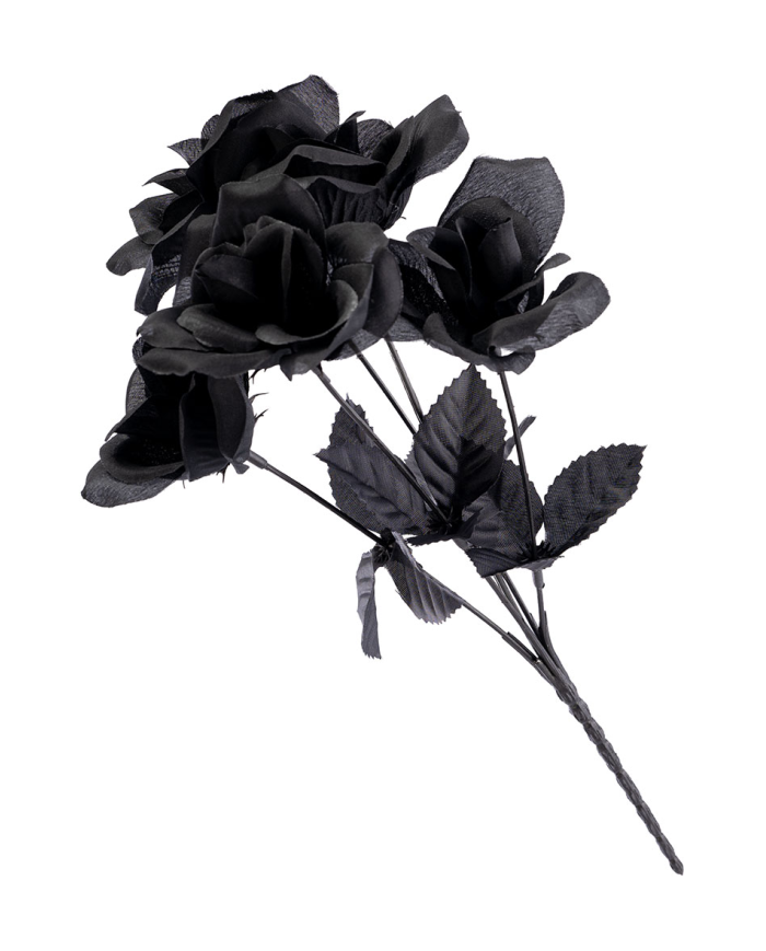 Black plastic roses