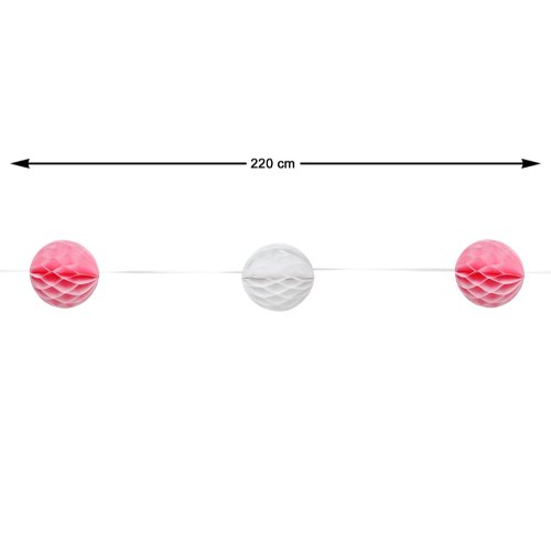 HONEYCOMB GARLAND BABY PINK WHITE 220 CM