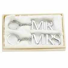 Silver Plated Mr & Mrs Keyring Wedding Gift