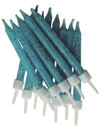 12 Blue glitter candles