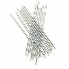 Tall metallic silver candles