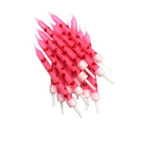 Pink candles with hearts