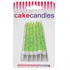12 Lime Green glitter candles