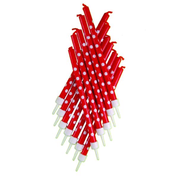 Dots Red Set of 12 Candles