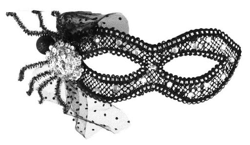 Black Silver Face Mask with Ribbon