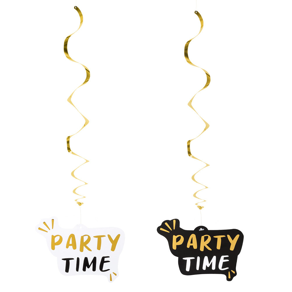 Decoration swirls 'Party Time' double sided