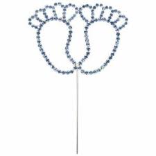 Blue Diamante Baby Feet On A Stem