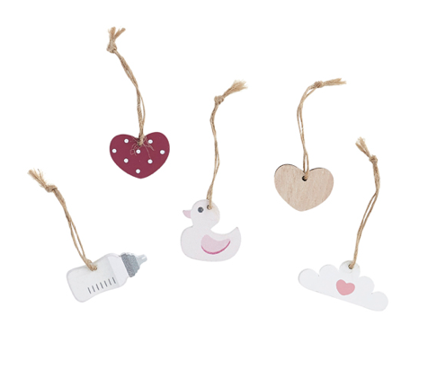 Pink Assorted Wooden Charms