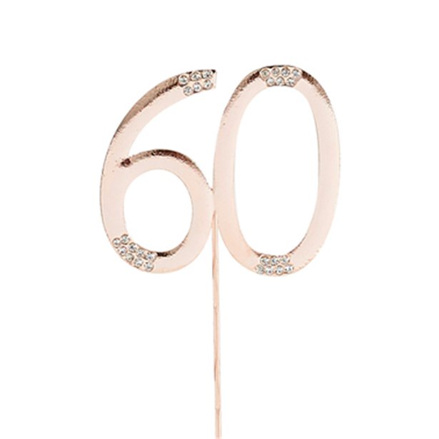 Diamante '60' Rose Gold Cake Topper