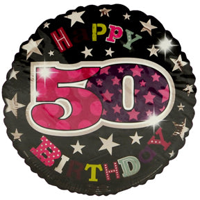 Balloon-Happy 50th Black and Pink