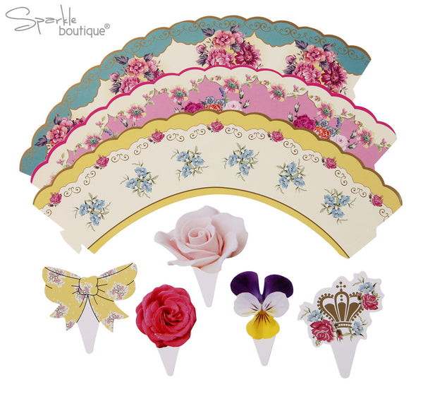 Vintage Cupcake Wraps/Cases & Cake Toppers