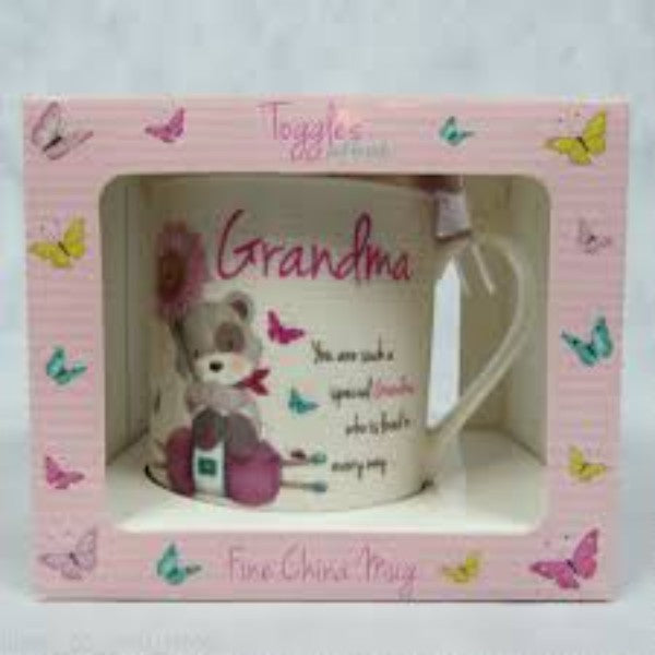 Grandma Pink Flower Teddy Cute - Boxed Mug