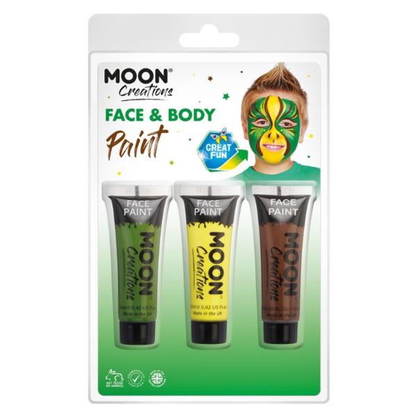 Face and Body Paint Set of 3 (Green, Yellow and Brown)