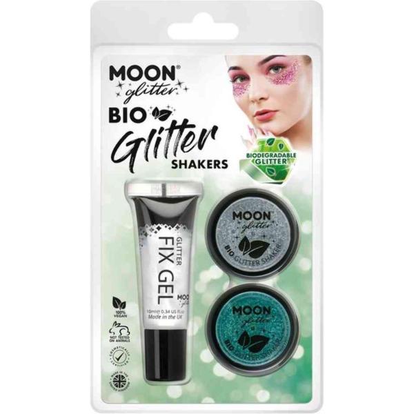 Bio Glitter Shskers 2 Colors and Gel (Silver and Blue Torquoise)