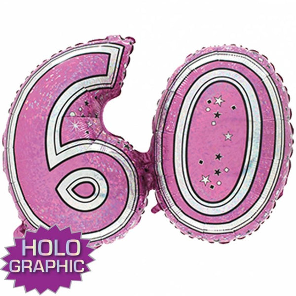 BALLOON Holographic 60 Pink