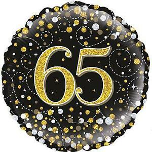 Balloon-65th Sparkling Black & Gold