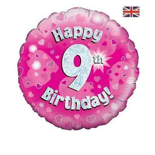 Balloon-Happy 9th Birthday pink
