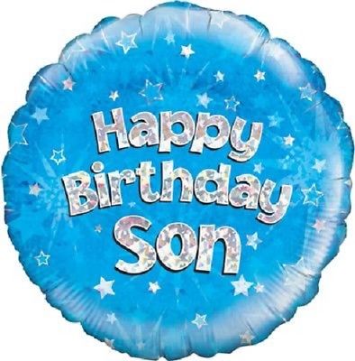 Balloon-Happy Birthday Son Blue Holographic