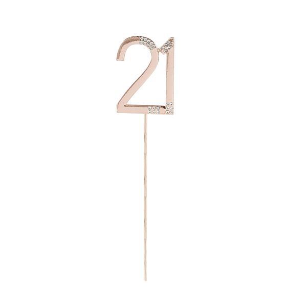 Diamante '21' Rose Gold Cake Topper