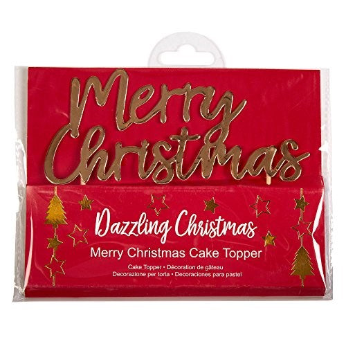 Merry Christmas Cake Topper Gold