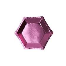 Pink foil Plates hexagon shape