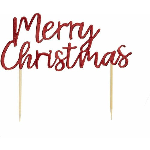 Merry Christmas Cake Topper Red