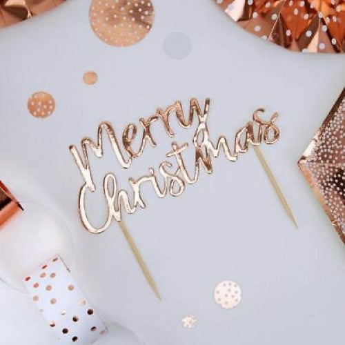 Merry Christmas Cake Topper Rose Gold