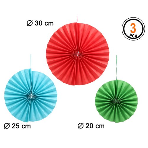 POMPOM PACK OF 3 RED, GREEN, BLUE