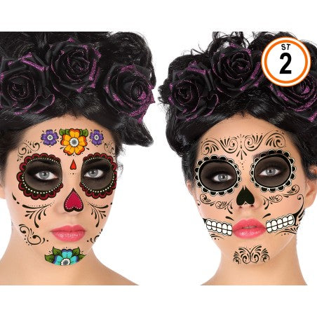 DAY OF THE DEAD STICKER TATTOO 2 ASS.