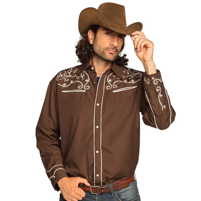 Shirt Western brown (L)
