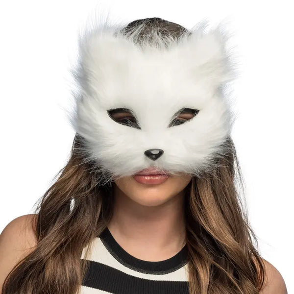 Plush half mask White cat