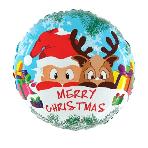 Santa And Rudolf Christmas Foil Balloon
