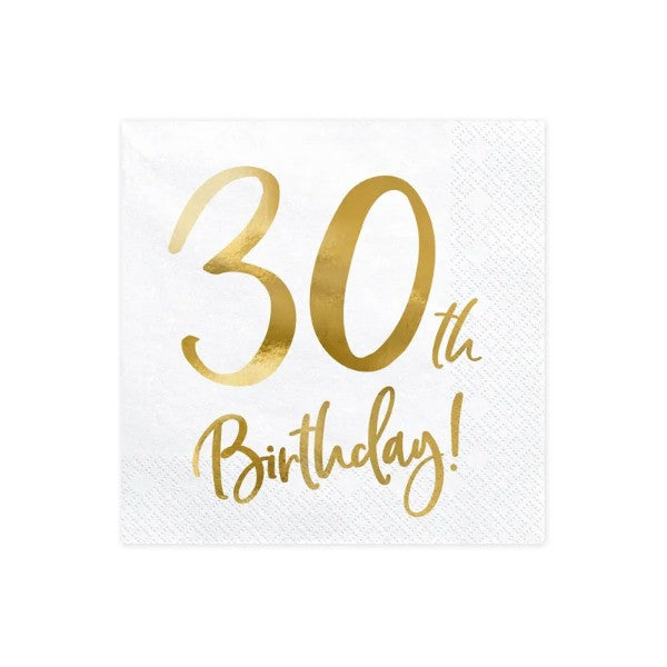 Napkins 30th Birthday, white